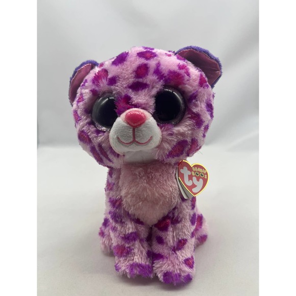Glamour the Pink Leopard Glitter Eyes TY Beanie Boos 6" - Picture 1 of 3